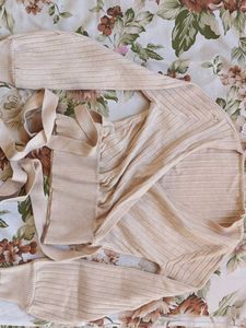 Beige Wrap Sweater