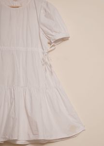 White Puff Sleeve Tiered Mini Dress