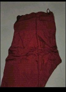 Burgundy Polka Dot Churidar Set Of Embroidery Kurt