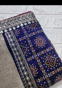 Elegant Bandhani Saree with Embellished Border