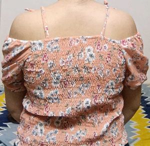 Pretty Floral Print Off Shoulder Top