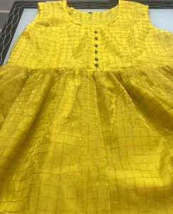 Yellow Checks Full Length Frock