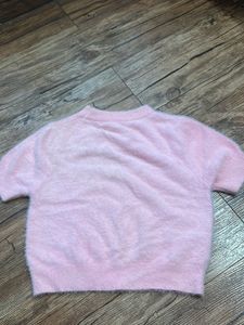 Pink Fuzzy Top &amp; Navy Skirt