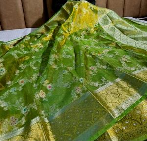 Elegant Green Banarasi Saree