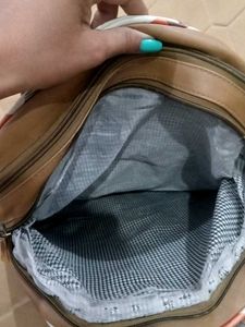 Plaid Backpack with Oval Detail
