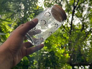Cute Bunny Glass Bottle – With Straw, Lid