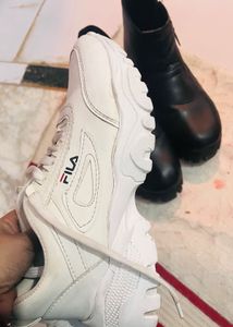 Fila White Sneakers &amp; Black Boots