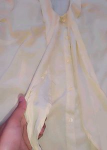 Elegant Tie-Neck Blouse and pastle yellow color