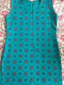 Teal Printed Kurti Top