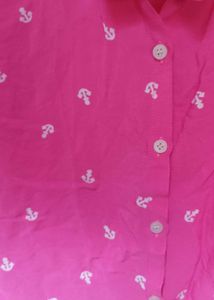 Pink Anchor Print Short Sleeve Top