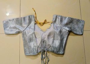 Banarasi silk Padded V Neck  Drawstring Blouse