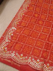 Elegant Red Bandhani Saree