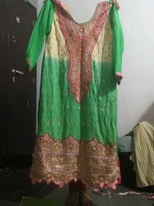 Green Embroidered Anarkali Suit