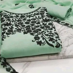 Elegant Embroidered unstitch material.