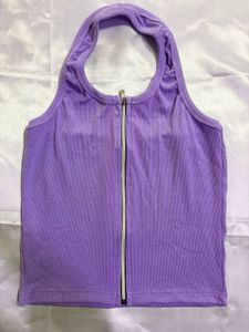 Cute Lavender Zipper Tank Top
