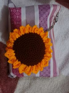 Handmade Crochet Keychain Sunflower