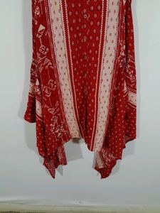 A Line Red Printed Kurta Women&#39;s