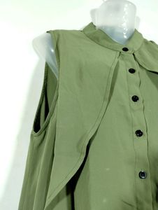 Shein Green Collar Neck Sleeveless Dress (Women)