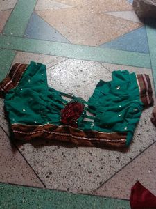 Emerald Green Sari Blouse Rama Colour