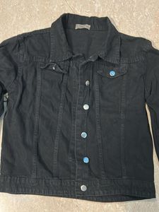 Black Denim Jacket with Accents