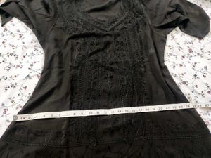 Black Self Colour Embroidered Top
