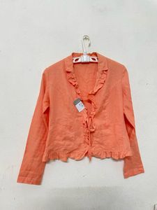 Pintresty Y2k Coral Ruffle Top