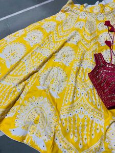 Navratri Style Yellow Lehenga Choli Set