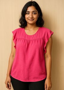 Pink Flutter Sleeve Top