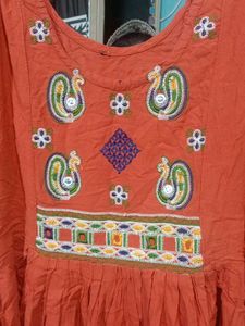 Orange Embroidered Kurta lens 28😘😘😘