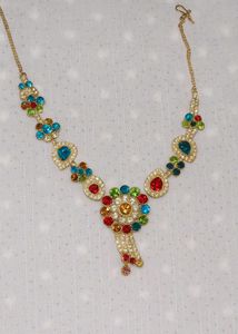 Colorful 🌈Rhinestone Floral Necklace✨🌸