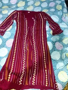 Maroon Embroidered Skirt