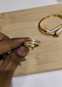 Vintage snake Bracelet ,Ring Combo 18k gold fill