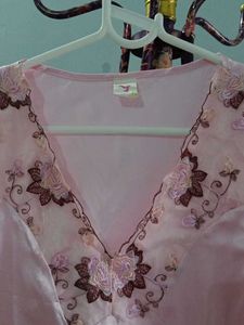 Pink Embroidered nighty