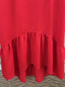 Red Ruffle Hem Dress