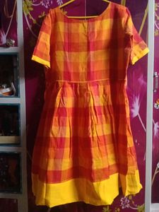 Orange Plaid Kurta / Onepiece dresses