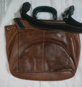 Used Genuine Leather Unisex Office Bag In Good Con