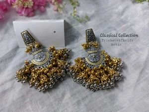 Dual tone Silver-Gold Ghungroo Jhumka Stud Earring