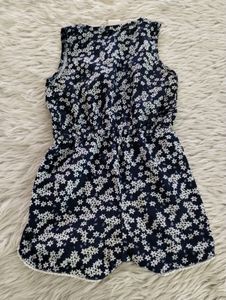 Navy Blue Printed Dress (Girls)