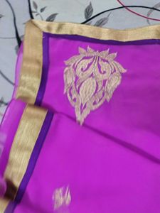 Purple &amp; Gold Embroidered Saree