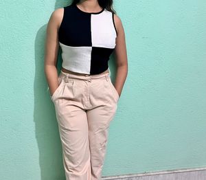 Black And White Cotton Crop Top