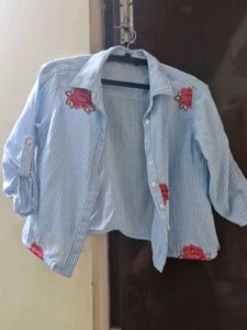 Striped Floral Shirt Size Xs