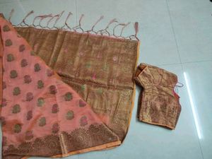 Peach Banarasi Style Saree