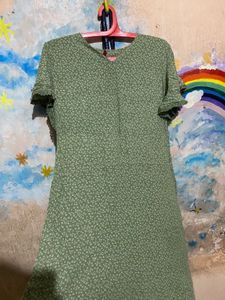 Sage Green Floral Print Frock