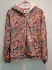 Patterned Zip-Up Hoodie