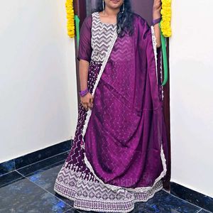 Thread Work Purple Lehenga Choli