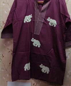 Elephant burgundy Print Kurta Top