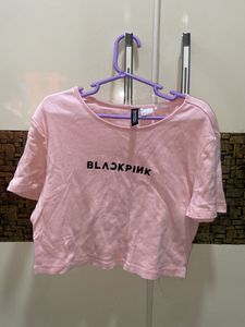 h&m / black pink brand cropped tshirt