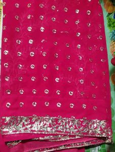 Pink Sequin Saree