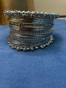Stylish Silver Plated Bangle Set For Women