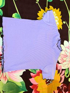 Ruffle Trim Lavender Top